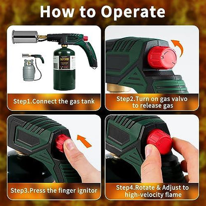 POWERFUL Grill Torch Charcoal Starter,Propane Searing Torch,Charcoal Lighter Campfire Starter,Sear pro,Sous Vide,Kitchen torch, Charcoal BBQ Grill Gun,Culinary Cooking Torch (Fuel Not Included) - CookCave