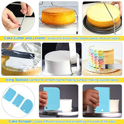 114Pcs Cake Decorating Supplies Kit for Beginners, Cupcake Decorating Tools Baking Supplies Set for Kids and Adults, Cake Turntable Stands, Piping Tips & Bags, Icing Smoother & Spatulas - CookCave