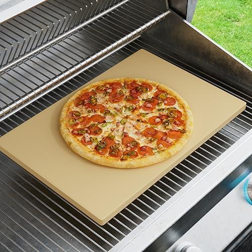 Large Pizza Stone for Oven 20" x 13.5" - Caprihom 0.67" Thickness Pizza Stone for Grill Heavy Duty Cordierite Stone, Ideal for Baking Different Sizes of Pizzas Rectangular Pizza Stone with Scaper - CookCave