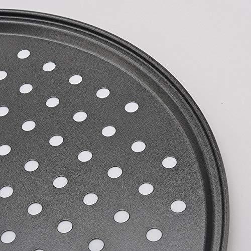 Destinymd Pizza Pan With Holes, 2 Pack Carbon Steel Perforated Non-Stick Tray Tool Crispy 12inch Round for Home Kitchen, Dark Gray - CookCave