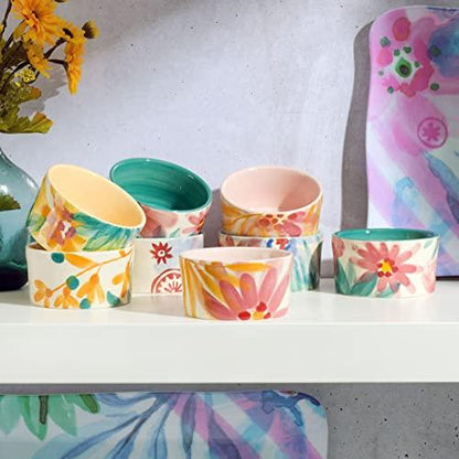 SPICE BY TIA MOWRY Goji Blossom 8-Piece Hand-Painted Ramekin Set - CookCave