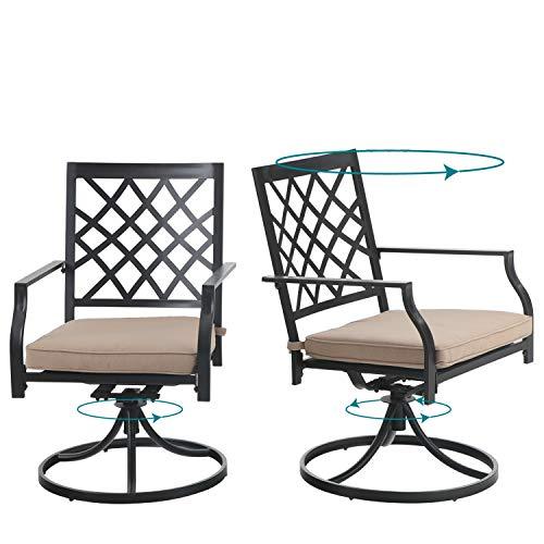 PHI VILLA Swivel Patio Chairs Set of 2 Outdoor Dining Rocker Chair Support 300 lbs for Garden Backyard Bistro Furniture Set with Cushion, Black - CookCave