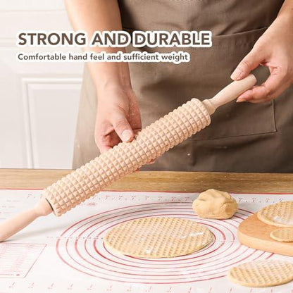 Deep Notched Rolling Pin Wooden Crispbread knobbly fluted rolling pin for Home Professional Use Wood Swedish Thin Bread Grooved Rolling Pin Prepare Delicious Soft Flatbreads and Crackers - CookCave