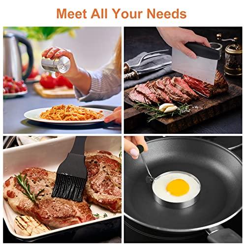 Whonline Griddle Accessories, 16pcs, Griddle Spatula Set for Blackstone and Camp Chef Stainless Steel BBQ Accessories with Spatula, Scraper, Bottle, Tongs, Egg Ring - CookCave