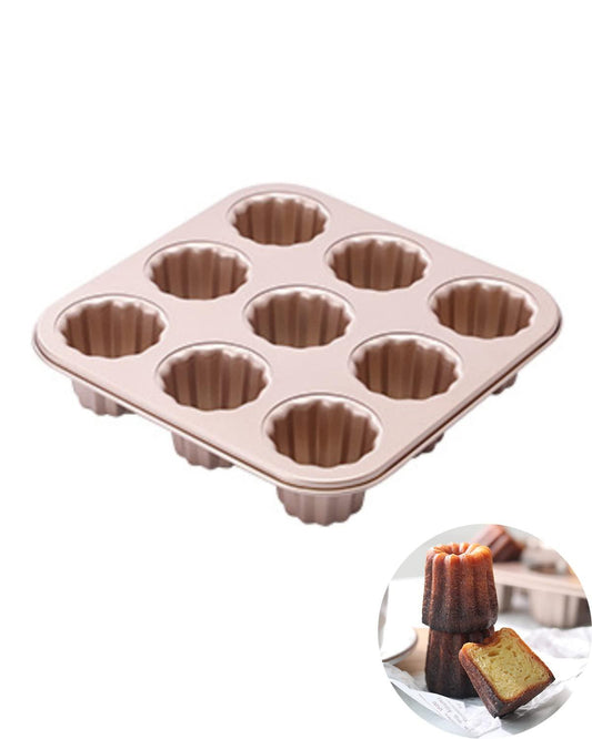iToids 9 Cups Canele Mold Cake Pan, Canele Pan Non-Stick Baking Pan for Oven Carbon Steel Caneles molds Bakeware Tools Canele French Pastry Molds Muffin Muffin Cupcake Pan (9-Cavity) - CookCave
