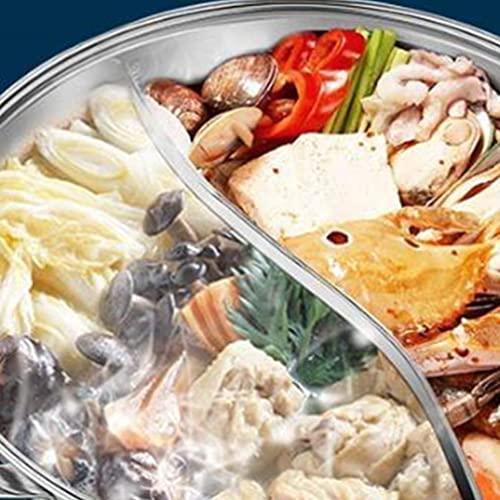 LP Living Plus Dual Sided Stainless Steel Shabu Shabu Hot Pot with Glass Lid, 30cm - CookCave