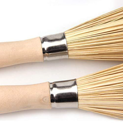 Sansheng 2 Pack Bamboo Wok Brush, Kitchen Cleaning Brush, Bamboo Kitchen pan Brush, FPR pan Handle Cleaning Brush, Bamboo pan Brush, Pot Brush, Pot Brush Cleaning - CookCave