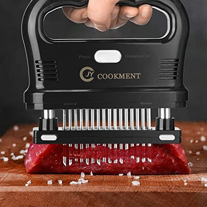 JY COOKMENT Meat Tenderizer Tool with 48 Stainless Steel Ultra Sharp Needle Blades, Detachable Kitchen Cooking Tool Best For Tenderizing, BBQ, Marinade - CookCave