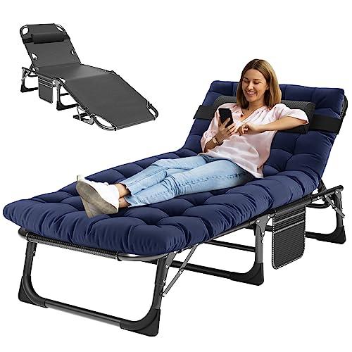 MOPHOTO Folding Chaise Lounge Chair 5-Position, Folding Cot, Heavy Duty Patio Chaise Lounges for Outside, Poolside, Beach, Lawn, Camping - CookCave