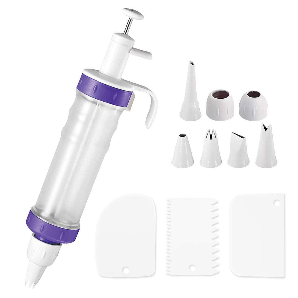 Dessert Decorating Syringe Set, Icing Dispenser Cupcake Filling Injector, 7 Icing Nozzles, 3 Cream Scrapers Frosting Making Dessert Cream Piping Syringe Nozzles Kits for Cake Cookies Decoration - CookCave