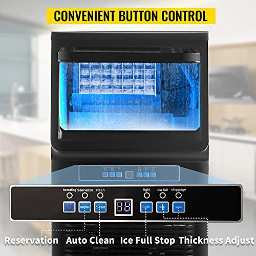 VEVOR 110V Countertop Ice Maker 70LB/24H, 350W Automatic Portable Ice Machine with 11LB Storage, 36Pcs per Tray, Auto Operation, Blue Light, Include Water Filter, Drain Pipe, Scoop - CookCave