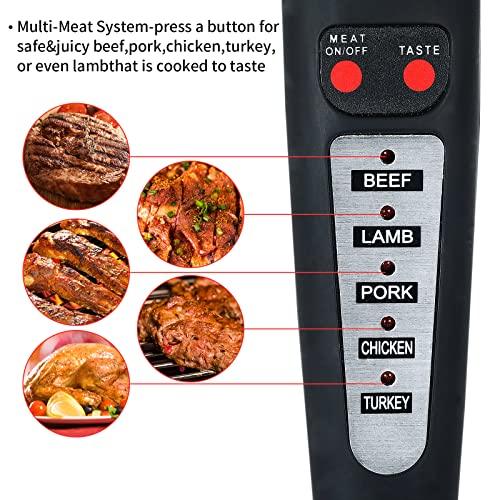 Beyond Group 80-09 Digital Meat Instant Read Thermometer with LED Screen and Ready Alarm, Kitchen Probe with Long Fork for Grilling, Barbecue and Cookin, l, white - CookCave