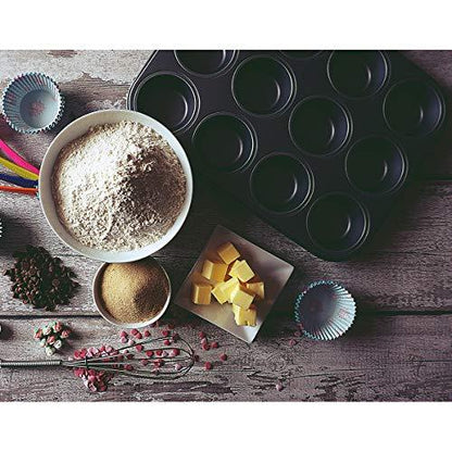 Kingrol 12-Cup Muffin & Cupcake Pans, Set of 3 Baking Pans, Non-stick Bakeware, 1.1" Deep - CookCave