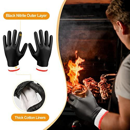 Janmercy 200 Pcs Disposable BBQ Gloves with 4 Pairs Cotton Liners Grilling Gloves BBQ Cooking Gloves(Black, White, Large) - CookCave