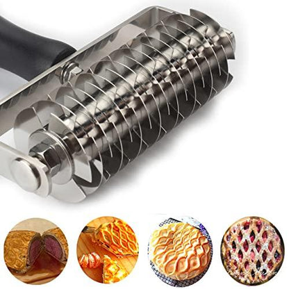 Pastry Lattice Roller Cutter - EVNSIX Stainless Steel Professional Dough Lattice Top Pie Pizza Bread Pastry Crust Lattice Roller Cutter - CookCave