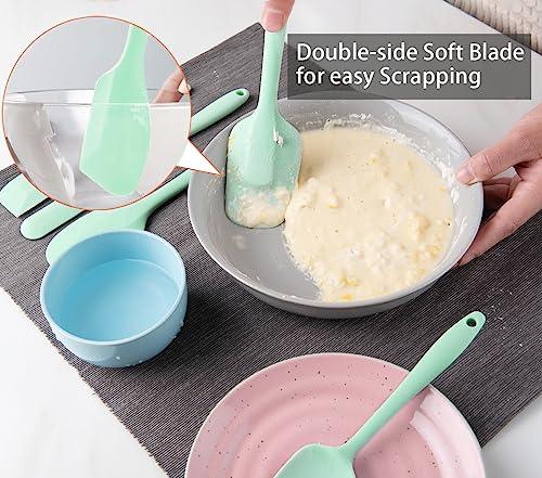 Rebekah Heat Resistant Silicone Spatula Set, Nonstick Premium Rubber Kitchen Utensil for Baking, Cooking, Mixing Tools, BPA Free, Aqua - CookCave