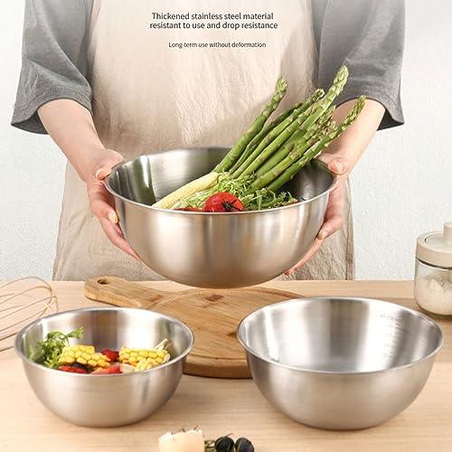 Stainless Steel Mixing Bowls-3 Packs Small Thicker Stainless Steel Flat Bottom Mixing Bowls Set, Home, Refrigerator, and Kitchen Food Storage Organizers - CookCave