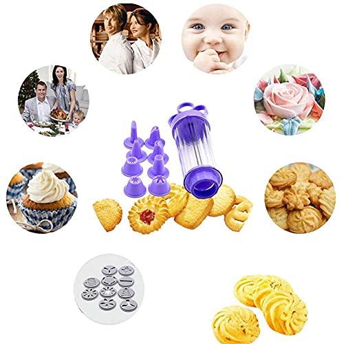 Cookie Gun Discs,Cookie Press, Classic Biscuit Maker, Cake Making Decorating Set with 10 Flower Pieces and 8 Cake Decorating Tips and Tubes for DIY Cake Cookie Maker Decorating - CookCave