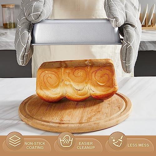 HONGBAKE Bakeware Sets, Baking Pans Set, Nonstick Oven Pan for Kitchen with Wider Grips, 10-Pieces Including Rack, Cookie Sheet, Cake Pans, Loaf Pan, Muffin Pan, Pizza Pan - Sliver - CookCave