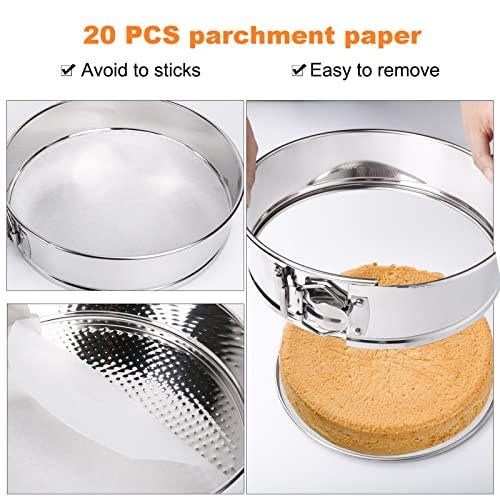 Stainless Steel Springform Pan Set,7" 10" Nonstick Leakproof Baking Cake Pan Set,Round Bakeware Cheesecake Pan with Removable Bottoms and 20pcs Parchment Paper Liners for Instant Pot and Oven - CookCave