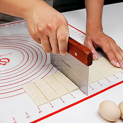 SiliQueen Silicone Pastry Baking Mat with Measurements Extra a Brush and a Dough Scraper- 27.5” x 20” Heat Resistant, BPA Free, Non-Stick Non-Slip Pastry Mat for Rolling Dough, Easy to Clean, Red - CookCave