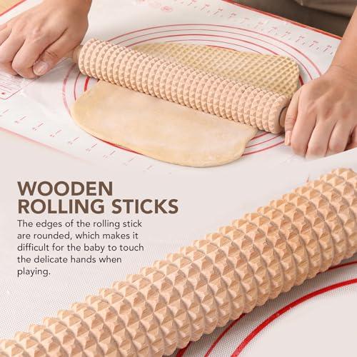 Deep Notched Rolling Pin Wooden Crispbread knobbly fluted rolling pin for Home Professional Use Wood Swedish Thin Bread Grooved Rolling Pin Prepare Delicious Soft Flatbreads and Crackers - CookCave