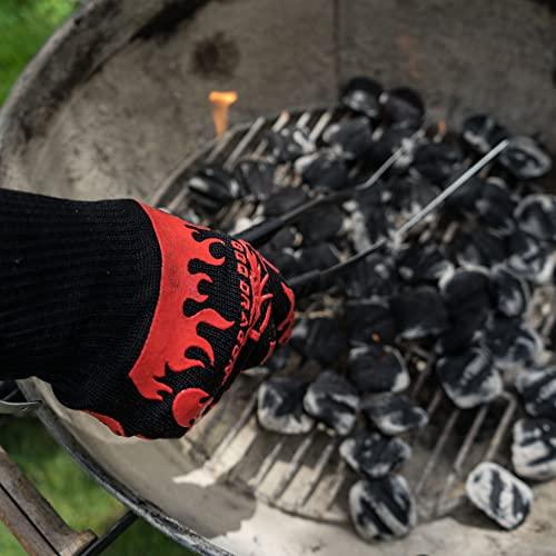 Extreme Heat Resistant Gloves - BBQ Gloves, Hot Oven Mitts, Charcoal Grill, Smoking, Barbecue Gloves for Grilling Meat Gloves, Insulated, Silicone Non-Slip Grips, U.S. Safety Tested - BBQ Dragon - CookCave