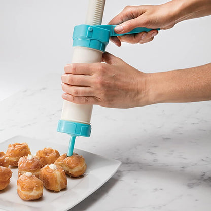 Hutzler Easy Action Cookie Press and Food Decorator, one size, White/Turquoise - CookCave