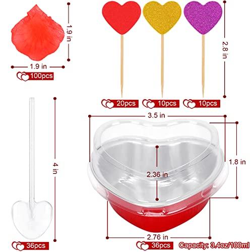 Colovis Heart Shaped Cake Pans, 36 Pack 3.4oz Red Mini Aluminum Foil Baking Cups with Lids Spoons Disposable Ramekins Cupcake Liners Kit for Valentine's Day Wedding Party (36 Pack) - CookCave