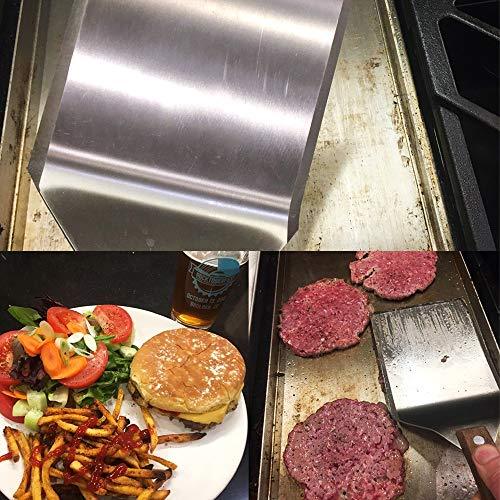 Pharamat Stainless Steel Griddle Hamburger Spatula with Strong Wooden Handle, 13.5 x 5 inches, Heavy Duty Spatula Turner with A Hook, Great for Pancake Flipper, Fish, Eggs, Burgers, Omelet and More - CookCave