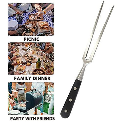 VOJACO Carving Fork, Meat Fork, 12 Inch Cooking Fork, Heavy Duty Stainless Steel BBQ Fork, Long Metal Chef Pro Kitchen Forks for Barbecue, Serving, Cooking, Grilling, Roasting - CookCave