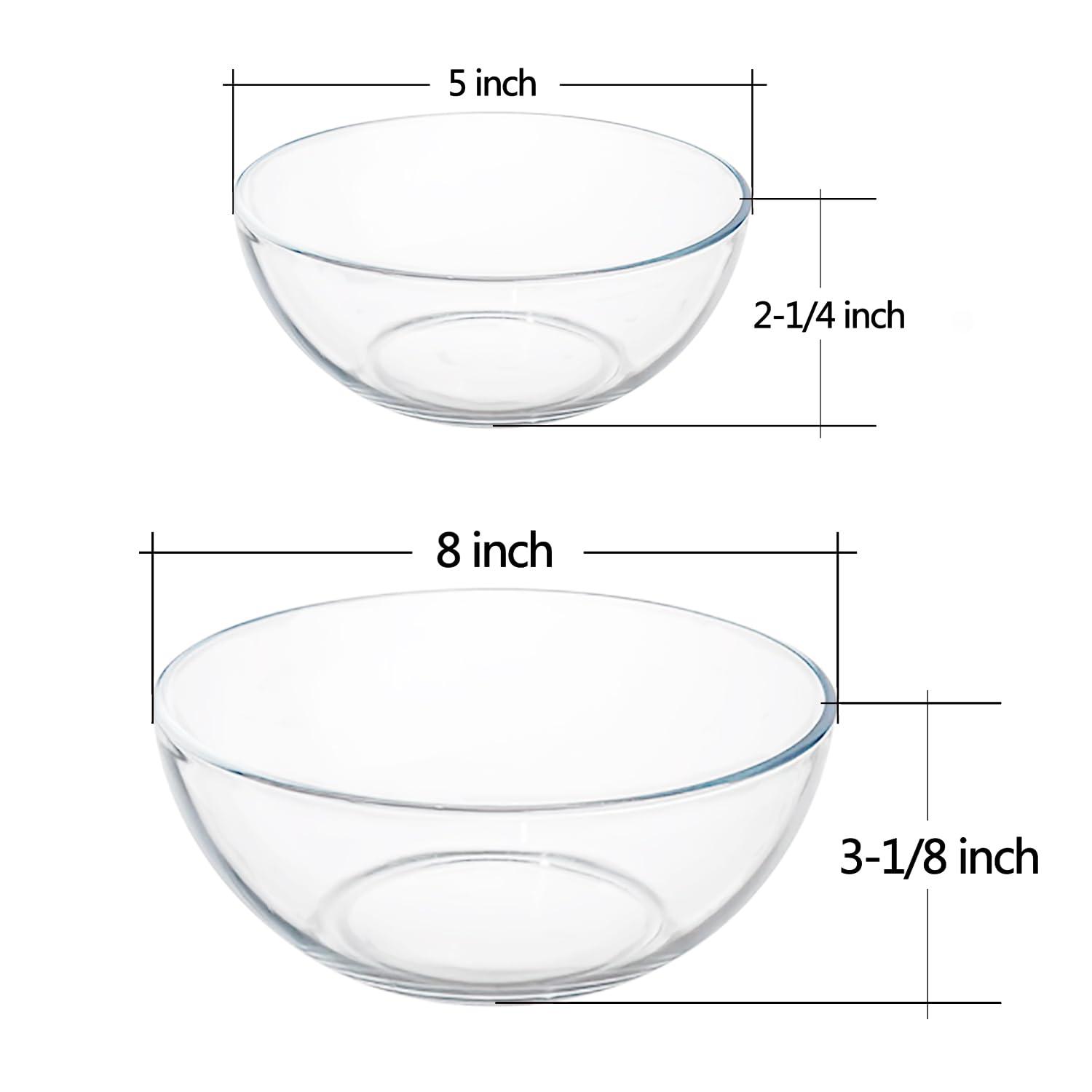 FOYO 5 Inch Glass Mixing Bowls Set Glass Salad Bowls, Round Bowls, Small Bowls for Kitchen, Set of 3 - CookCave