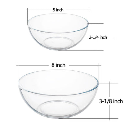 FOYO 5 Inch Glass Mixing Bowls Set Glass Salad Bowls, Round Bowls, Small Bowls for Kitchen, Set of 3 - CookCave