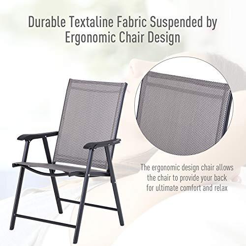 Outsunny Folding Outdoor Patio Chairs Set of 2 Stackable Portable for Deck, Garden, Camping and Travel - CookCave