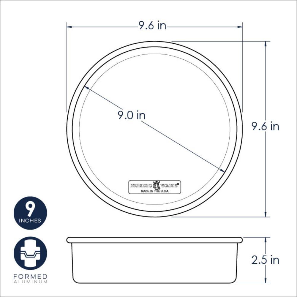 Nordic Ware Natural Aluminum Commercial Round Layer Cake Pan Baking Essentials, 9", Silver - CookCave