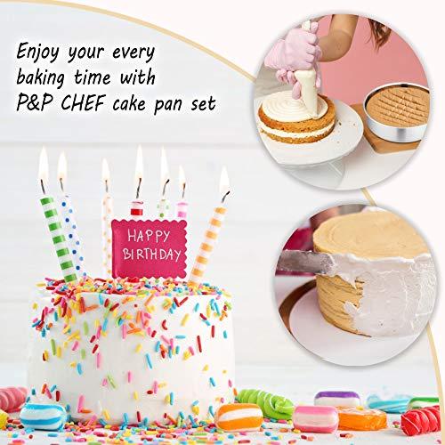 P&P CHEF 8 Inch Cake Pan Set, 3 Pcs Round Baking Pans Stainless Steel Layer Birthday Wedding Cake Pans, Fit Oven/Pots/Pressure Cooker, Non Toxic & Heavy Duty, Dishwasher Safe - CookCave