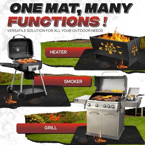 XL Under Grill Mat (60x40) Fireproof Waterproof Oilproof BBQ Grilling Mat for Outdoor/Indoor Smoker Cooking, Fire Pit, Pizza Oven Table, Fireplace, Camping, Barbeque | Protects Grass, Patio, Floors - CookCave