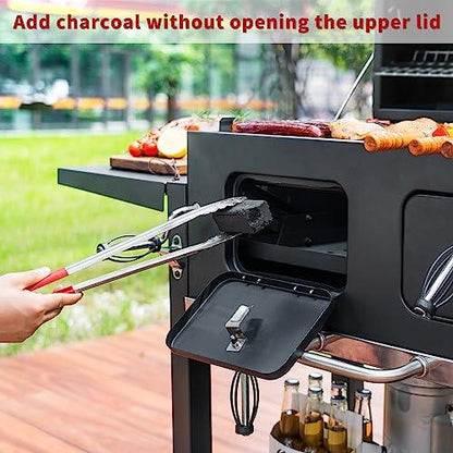 Charcoal Grill Outdoor BBQ Grill, Extra Large Cooking Area 794 Square Inches with Two Individual & Adjustable Charcoal Tray, Foldable Side Tables for Outdoor Cooking Backyard Camping Picnics By DNKMOR - CookCave