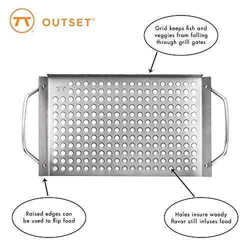 Outset 76630 Stainless Steel Grill Topper Grid, Set of 2, 11"x7" and 11"x17" - CookCave