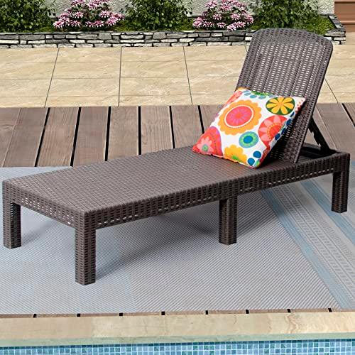 DIMAR GARDEN Outdoor Chaise Lounge,Resin Pool Lounge Chair Waterproof Recliner,Mocha - CookCave