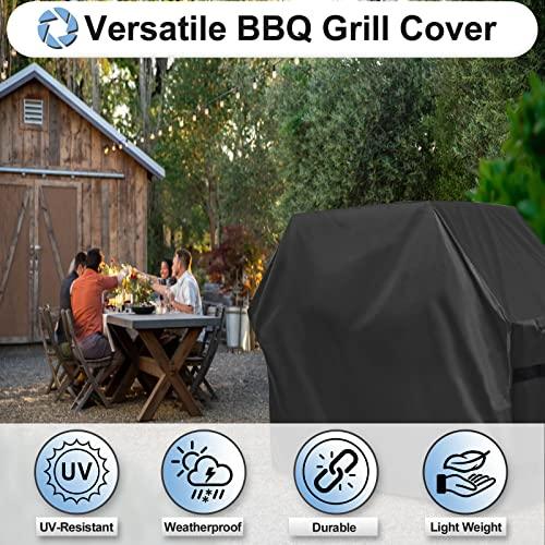 OutdoorLines Waterproof Heavy Duty BBQ Grill Cover - Universal Barbecue Grill Covers UV Resistant Barbeque Gas Grill Cover for Outdoor Universal Grills, 58L x 24W x 44H Inch, Black - CookCave