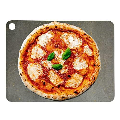 TCFUNDY Pizza Steel for Oven, Steel Pizza Stone for Grill and Oven, Pre-Seasoned Solid Carbon Steel Non-Stick Pizza Pans, 13.5"x10"x¼" - CookCave