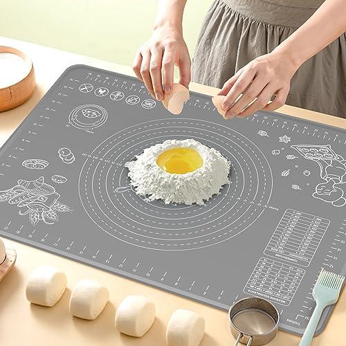 Silicone Pastry Mat Extra Thick Non-stick Baking Mat, 32" x 24" Rolling Dough With Measurements Non-slip Silicone Mat, Kneading Mat, Counter Mat, Dough Mat with Edge Heightening - CookCave