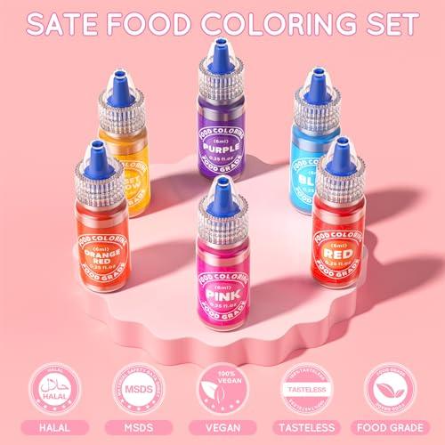 Food Coloring - 33 Food Grade Vibrant Colors Food Coloring Liquid Set, Food Dye Color for Baking, Icing, Cookie, Cake Decorating, Easter Egg, DIY Making Supplies Kit - 0.25 Fl. oz (6 ml)/Bottles - CookCave