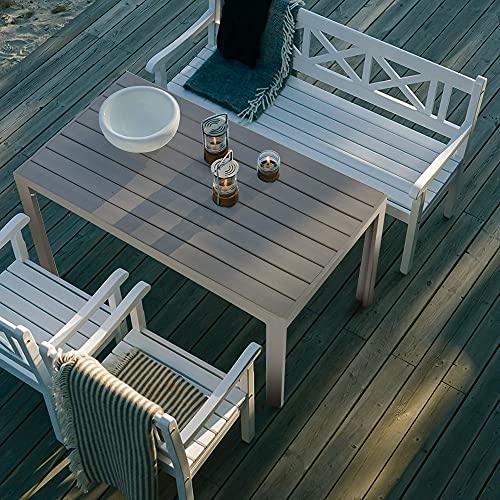 Dporticus Outdoor Dining Table for 6 Person, 55” Weather-Resistant Patio Dining Table with Wood Like Tabletop and Sturdy Aluminum Frame for Outside Indoor Garden Backyard Use, Grey - CookCave