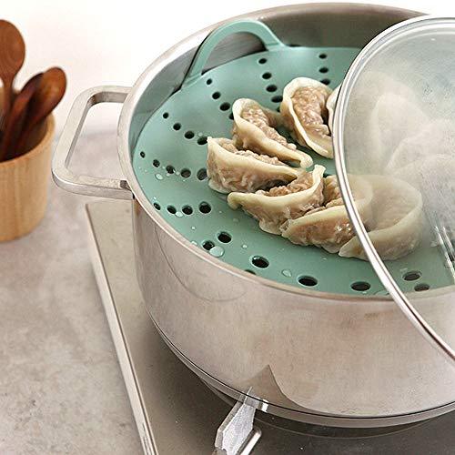 Alimat PluS 1 Pack Large Steamer Basket - Silicone Vegetable Steamer Basket with Durable Handles & Strong Feets Compatible with 6 Qt and 8 Qt Cooking Pots(For Large Pot) - CookCave