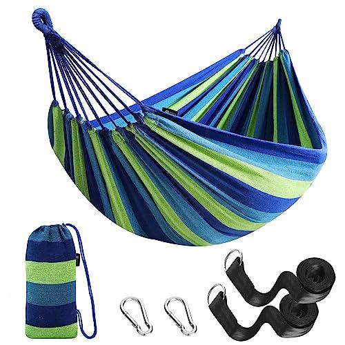 Anyoo Garden Cotton Hammock Comfortable Fabric Hammock with Tree Straps for Hanging Durable Hammock Up to 660lbs Portable Hammock with Travel Bag,Perfect for Camping Outdoor/Indoor Patio Backyard - CookCave