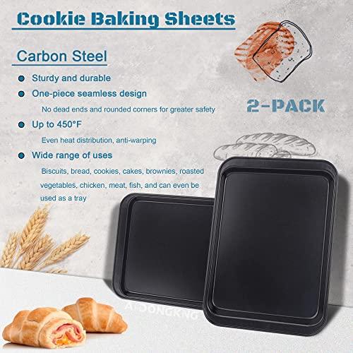 Small Cookie Sheets, Baking Pans, Nonstick Carbon Steel Baking Sheets, 2-Pack, 9.5 X 7.1 Inches (Inner 7.5 X 6) - CookCave