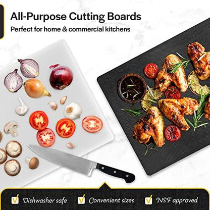 Thirteen Chefs Cutting Boards for Kitchen - 30 x 18 x 0.5" White Color Coded Plastic Cutting Board with Non Slip Surface - Dishwasher Safe Chopping Board - CookCave