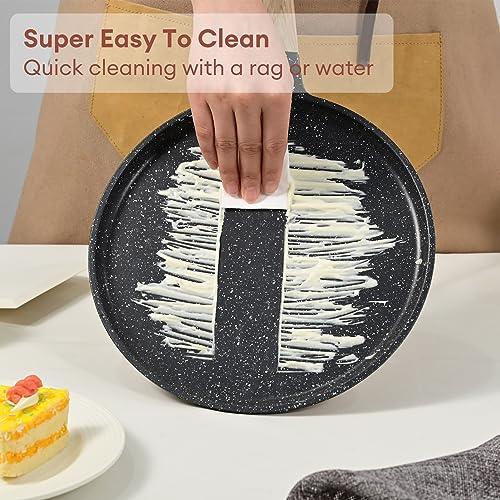 JEETEE Crepe Pan Nonstick, 11 inch Comales Para Tortillas Griddle Pan for Stove Top, Granite Coating Flat Pancake Pan Dosa Tawa, PFOA FREE and Induction Compatible (Grey) - CookCave